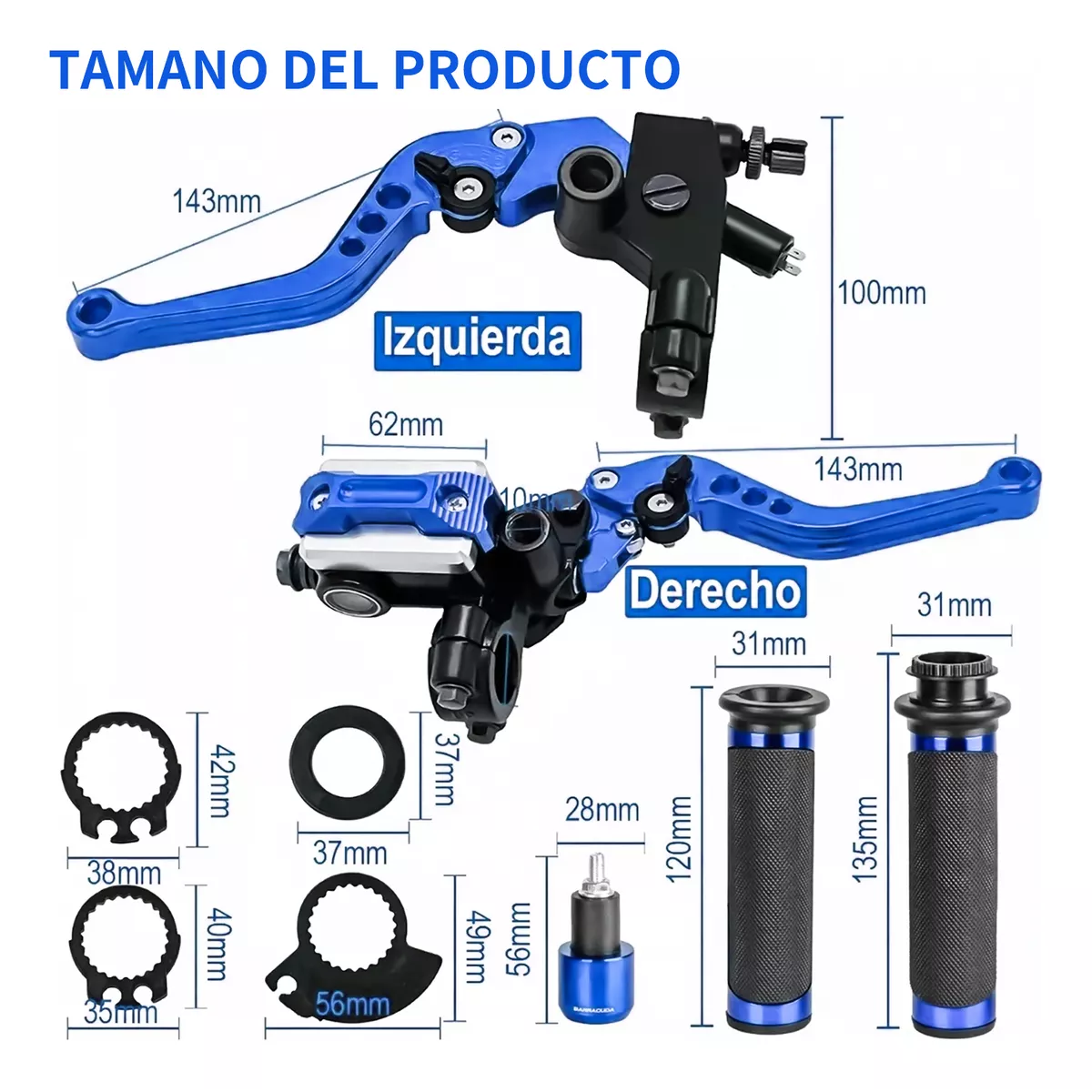 Foto 4 pulgar | Palancas Moto Universales Y Palanca De Freno 22mm Aluminio Eo Safe Imports Esi-16428 Azul