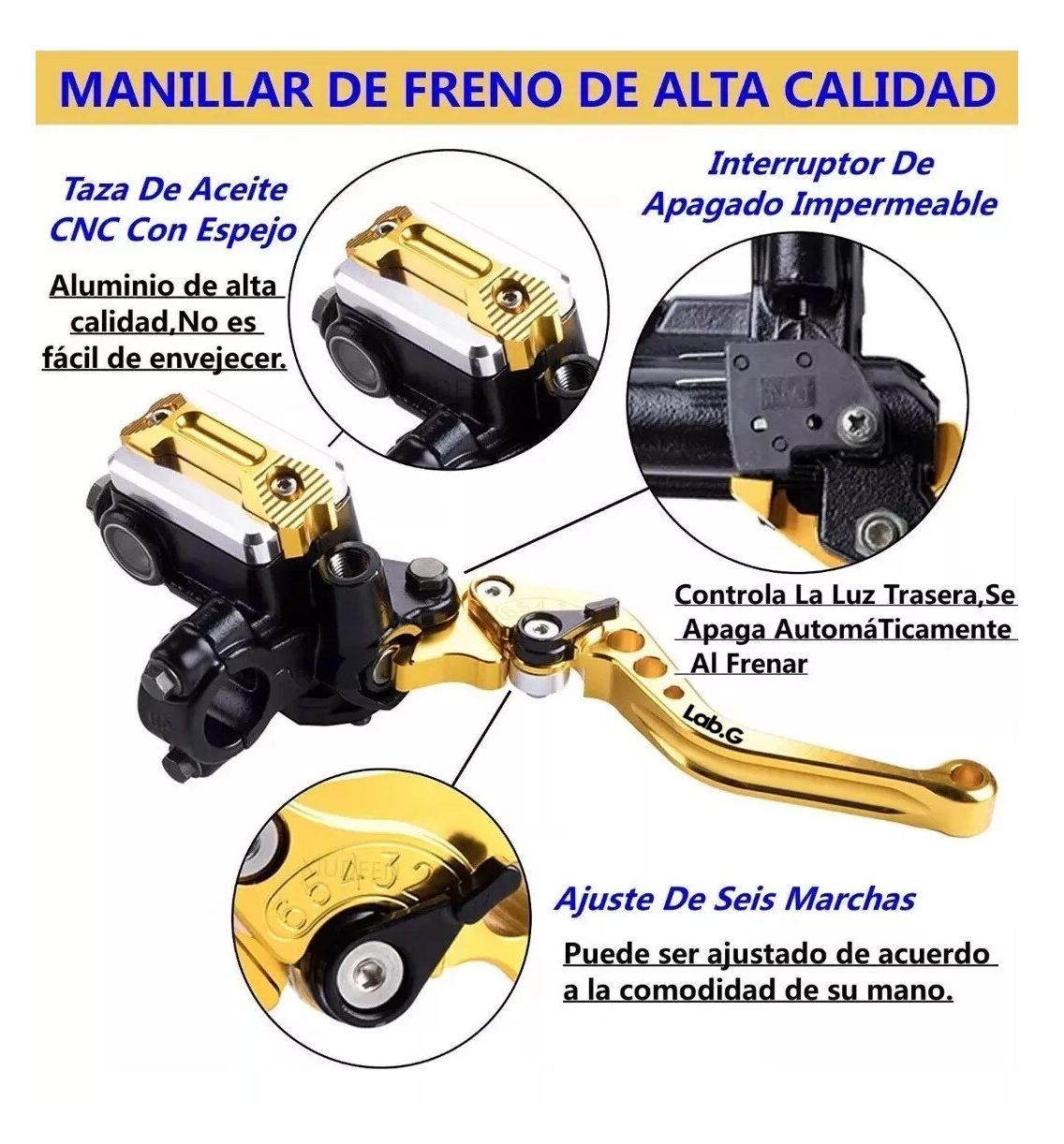 Foto 3 | Palancas De Manillar Embrague Y Freno Universales Para Moto 22mm Dorado
