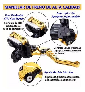 Foto 3 | Palancas De Manillar Embrague Y Freno Universales Para Moto 22mm Dorado