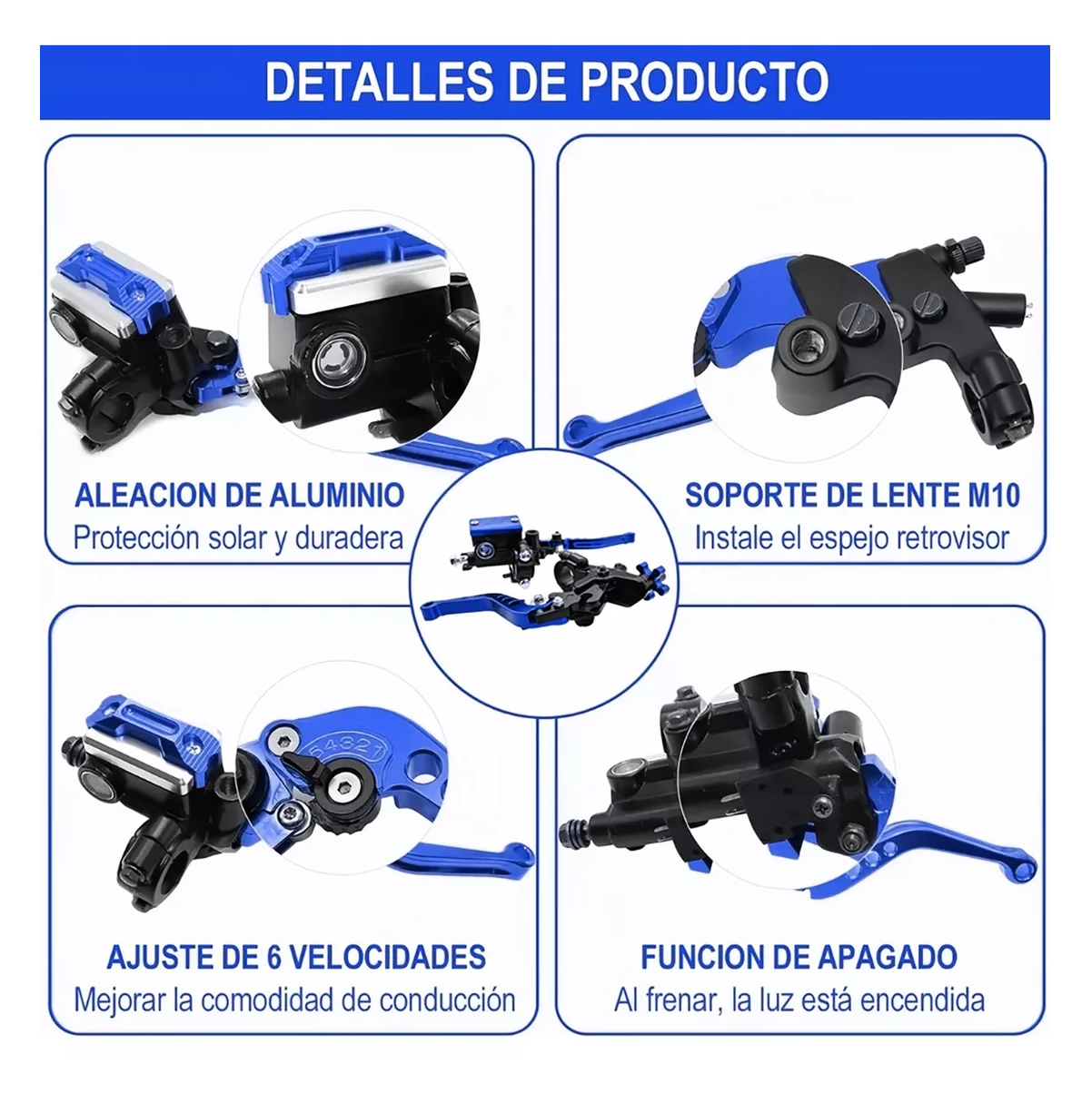 Foto 4 | Palancas De Embrague Y Freno Universales 22mm Aluminio Azul