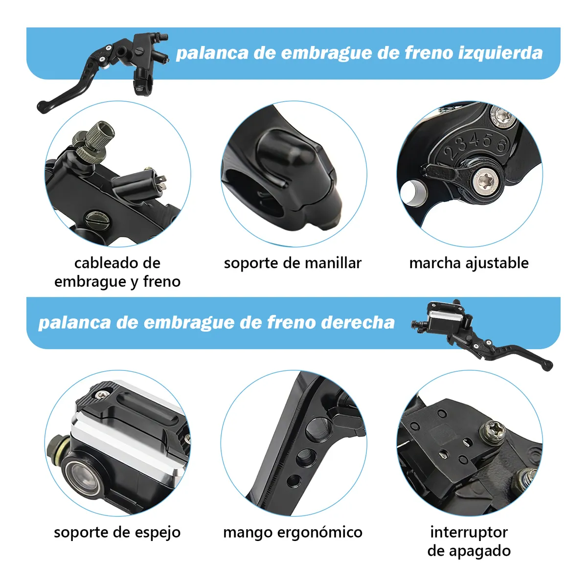 Foto 3 pulgar | Palancas De Embrague Belug  Y Freno Universales 22mm Bomba De Freno Negro