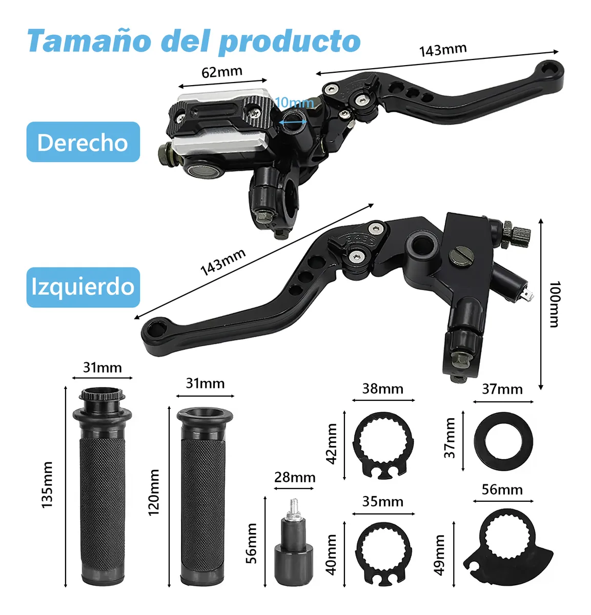 Foto 5 | Palancas De Embrague Belug  Y Freno Universales 22mm Bomba De Freno Negro