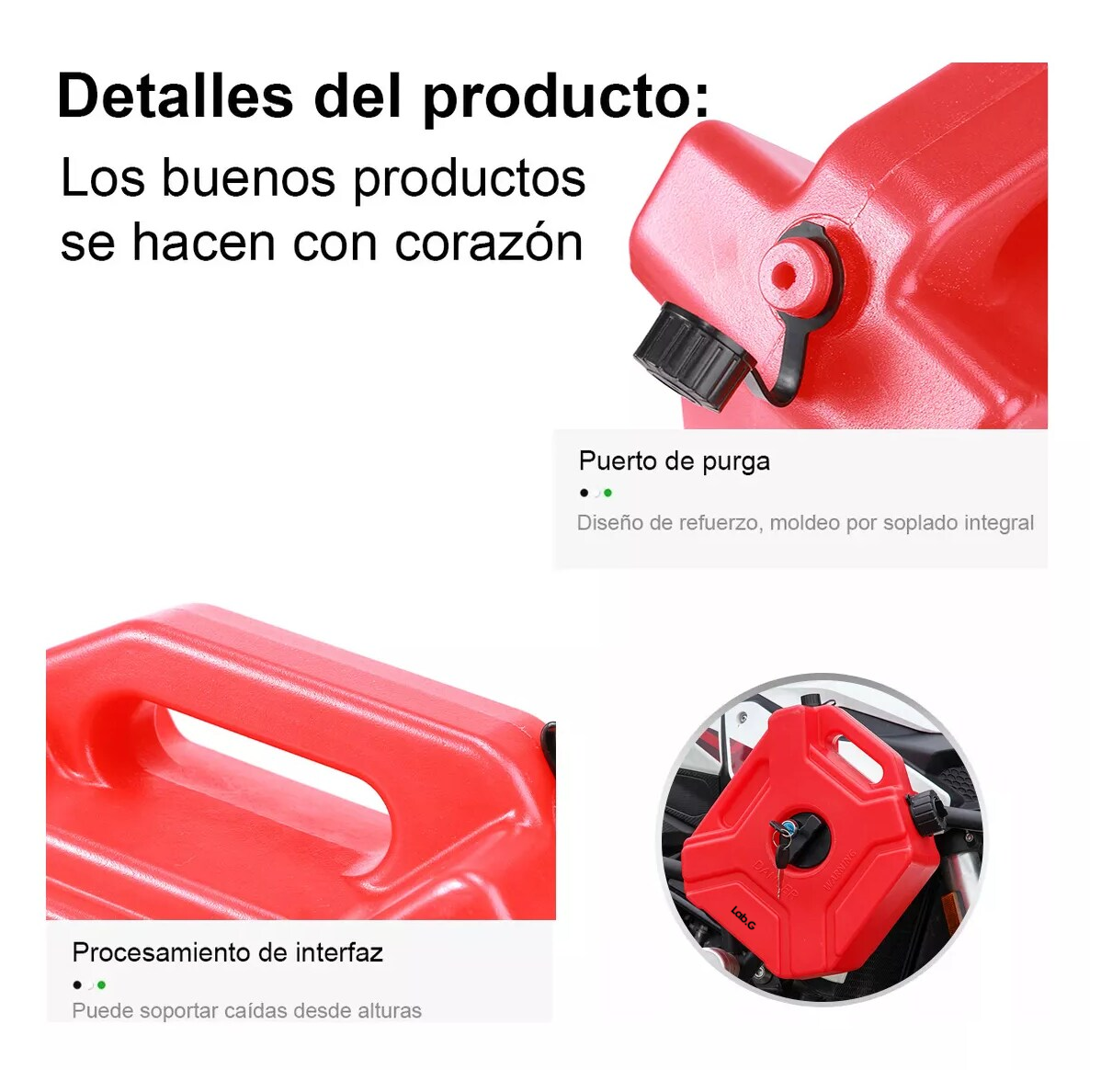 Foto 3 pulgar | Tanque De Almacenamiento De Combustible De 5 Litros Con Candado, Rojo