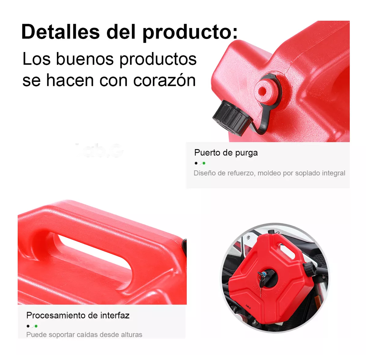 Foto 6 pulgar | Tanque De Almacenamiento De Combustible De 5 Litros Con Candado, Rojo