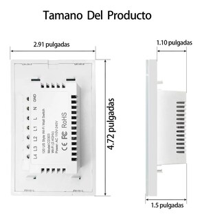 Foto 2 | Interruptor Luz Pared Inteligente Wifi 1 Vía Blanco