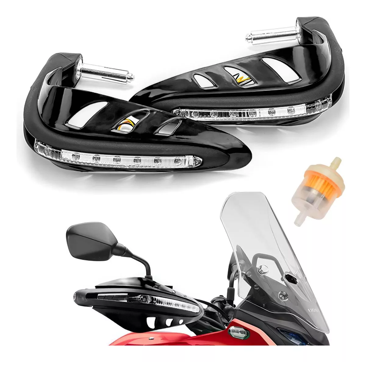 Foto 4 pulgar | Parámanos Moto Luz Led Universal + Filtro Gasolina Eo Safe Imports  Esi-9039 Negro