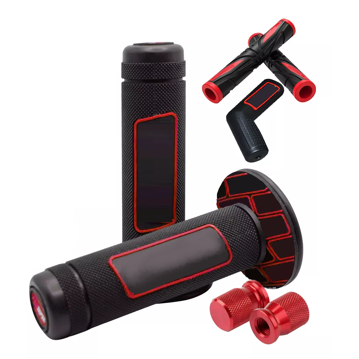 Kit Puños Goma Bici Y Moto 7pzs Eo Safe Import Esi-16845 Rojo