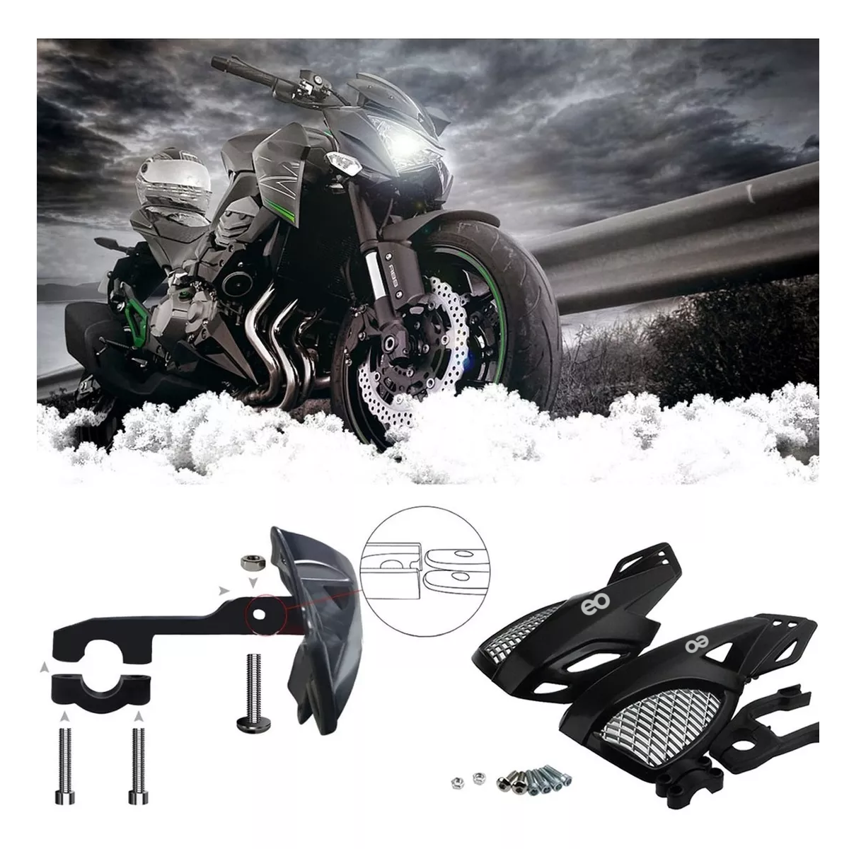 Foto 3 pulgar | Language Cubrepuños Para Moto Un Par. Eo Safe Imports Esi-6589-1 Negro