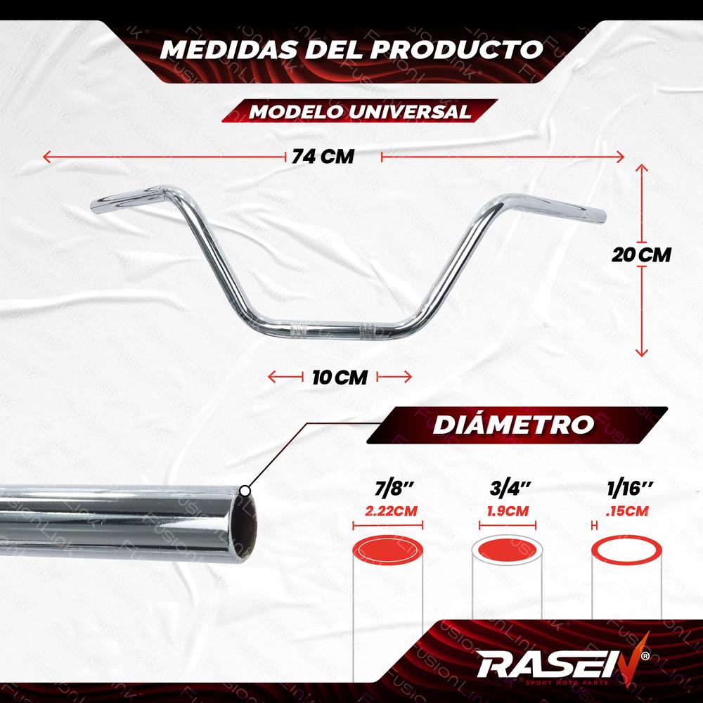 Foto 2 | Manubrio Universal 9 Rasen 74x10x18 para Motocicleta