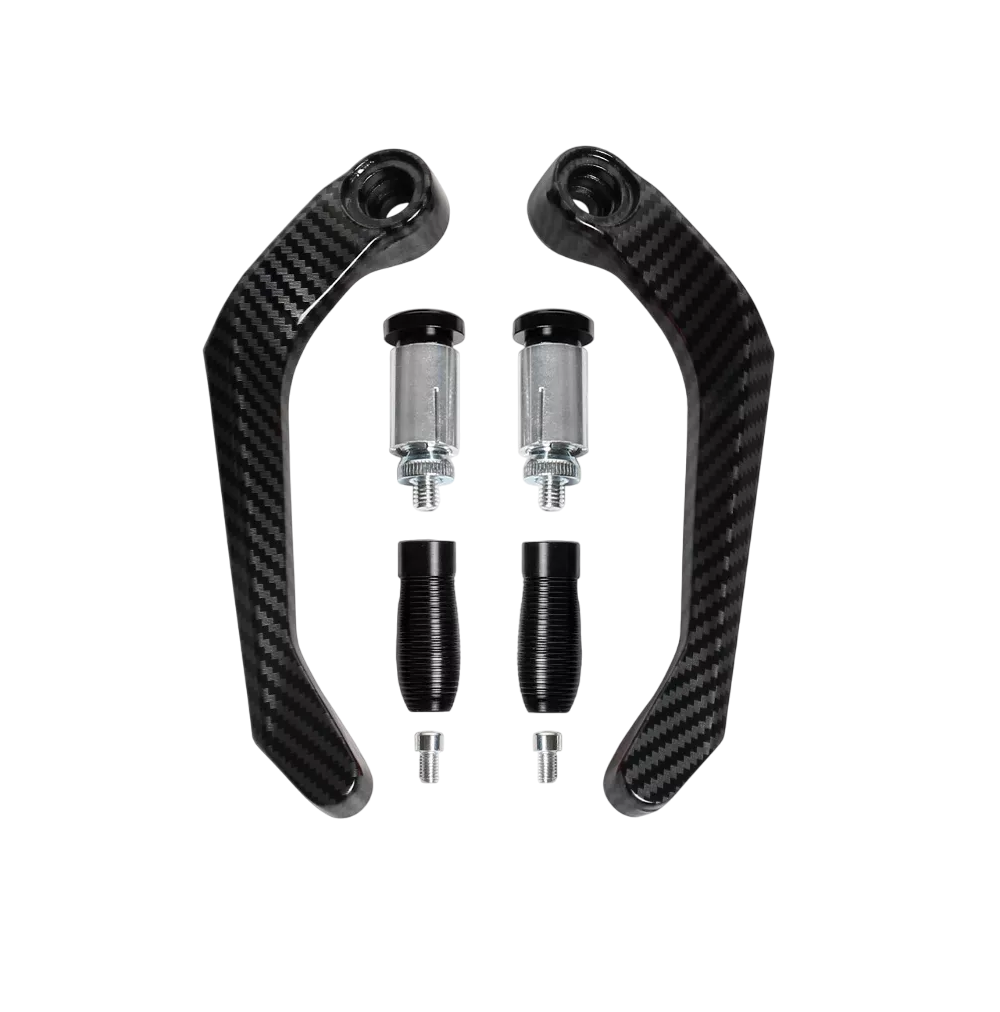 Cubre Palancas Reforzado Aluminio Fibra De Carbono Moto Negro