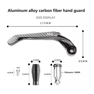 Foto 2 | Cubre Palancas Reforzado Aluminio Fibra De Carbono Moto Negro