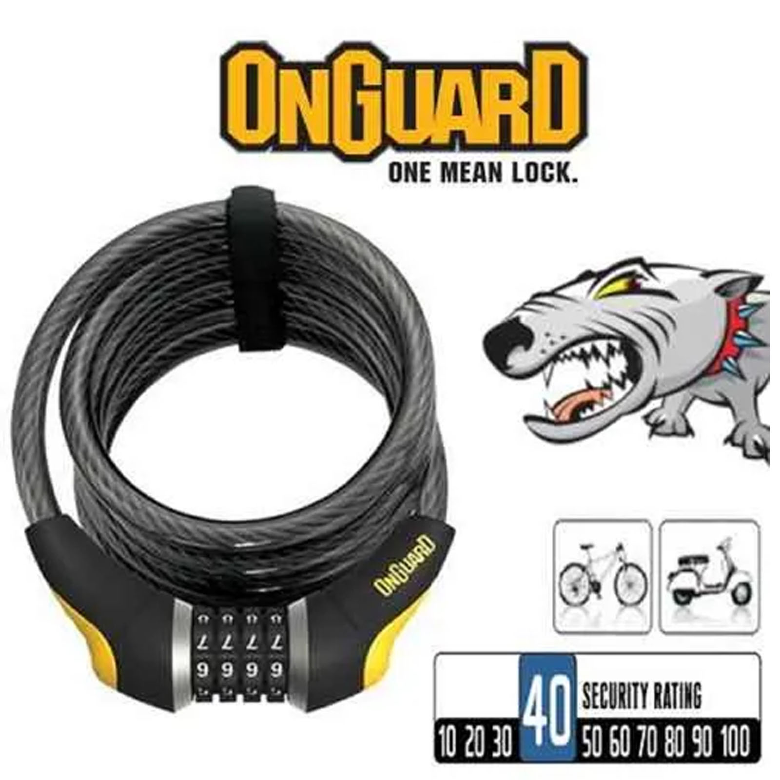 Foto 3 pulgar | Candado de Dígitos con Cable para Moto o Bici Onguard 8031 Glo Negro