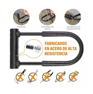 Foto 3 | Candado Tipo U para Bicicleta o Moto con Soporte de Montaje Negro