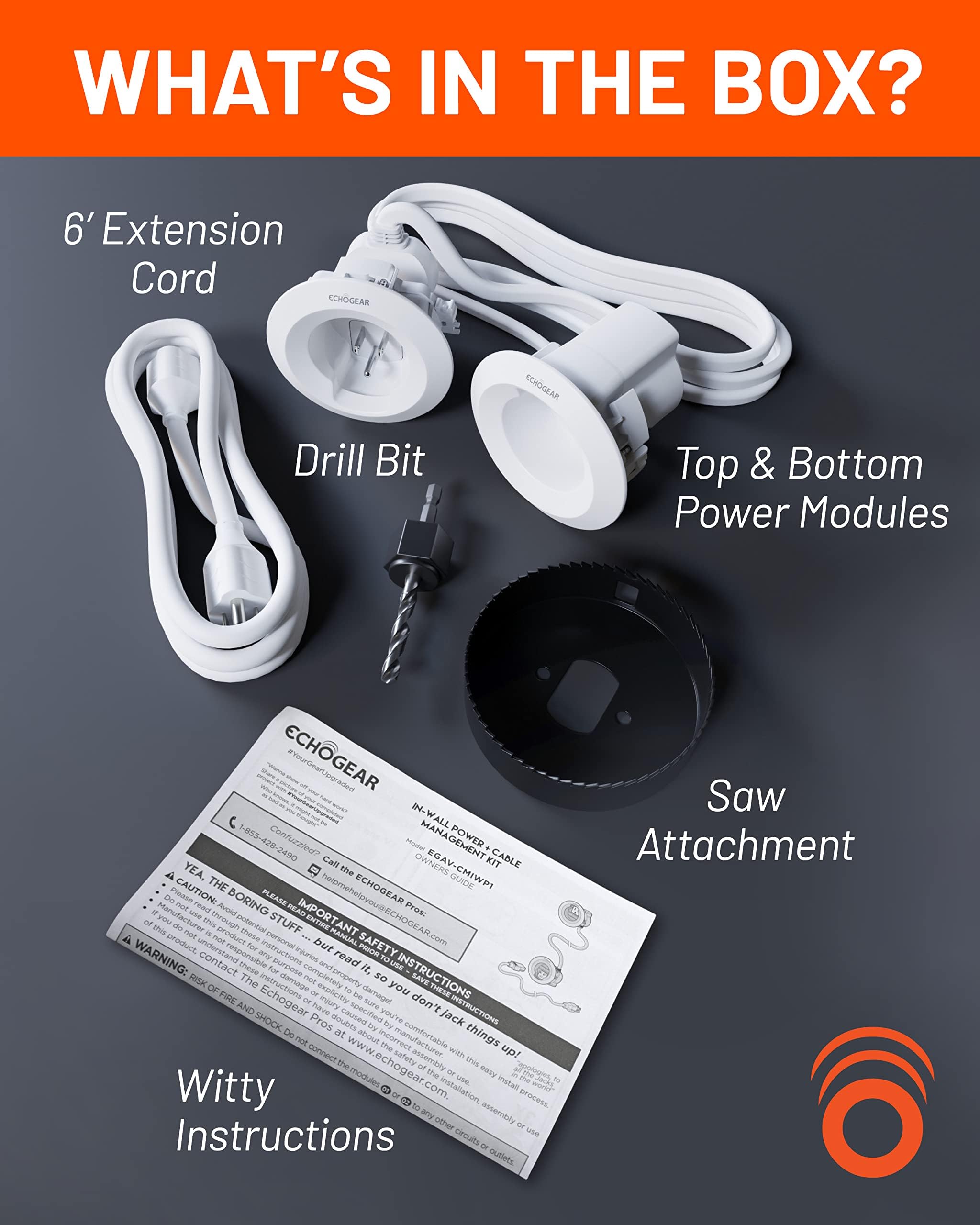 Foto 7 | Venta Internacional - Kit de Gestión de Cables Echogear Integrado en Pared con Alimentación y Baja Tensión