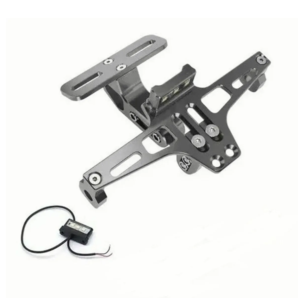 Foto 3 pulgar | Porta Placa para Moto Eo Safe Imports ESI-2792 color Plata Ajustable con Luz Led