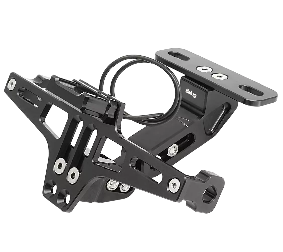 Porta Placa Universal Para Moto Ajustable Con Luz Led Negra Belug