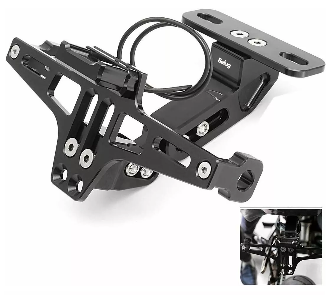 Foto 3 pulgar | Porta Placa Universal Para Moto Ajustable Con Luz Led Negra Belug