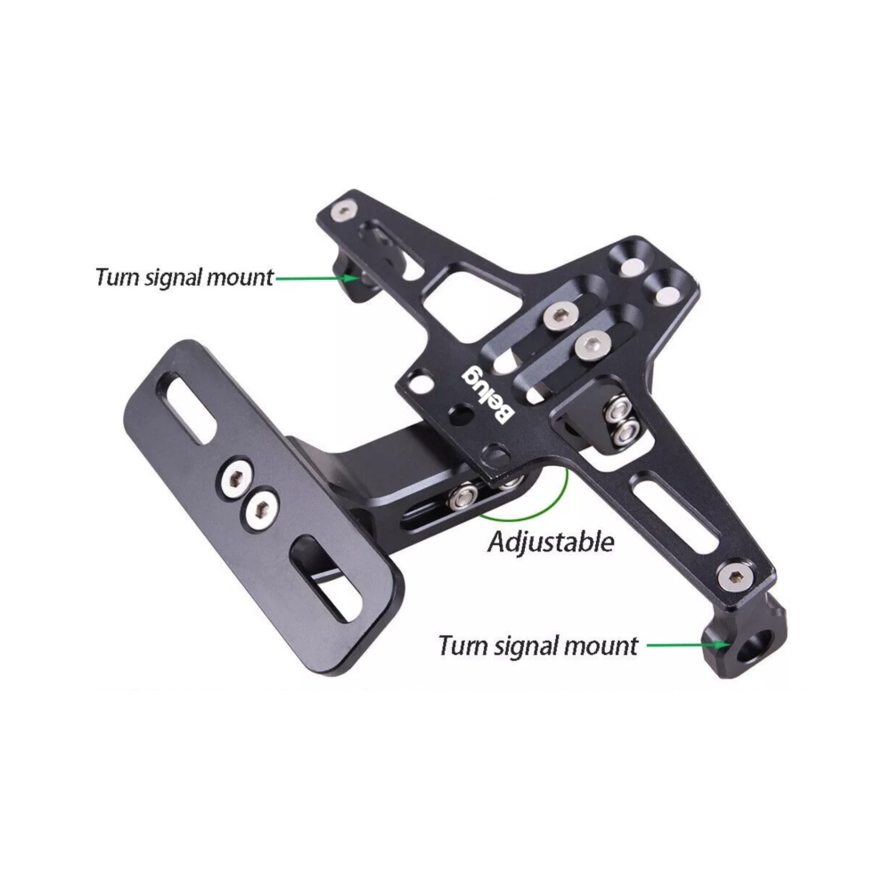 Foto 5 pulgar | Porta Placa Universal Para Moto Ajustable Con Luz Negro Belug