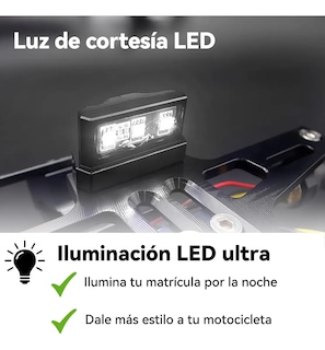Foto 3 | Soporte Placa Belug Universal Para Moto Ajustable Con Luces Led Negro