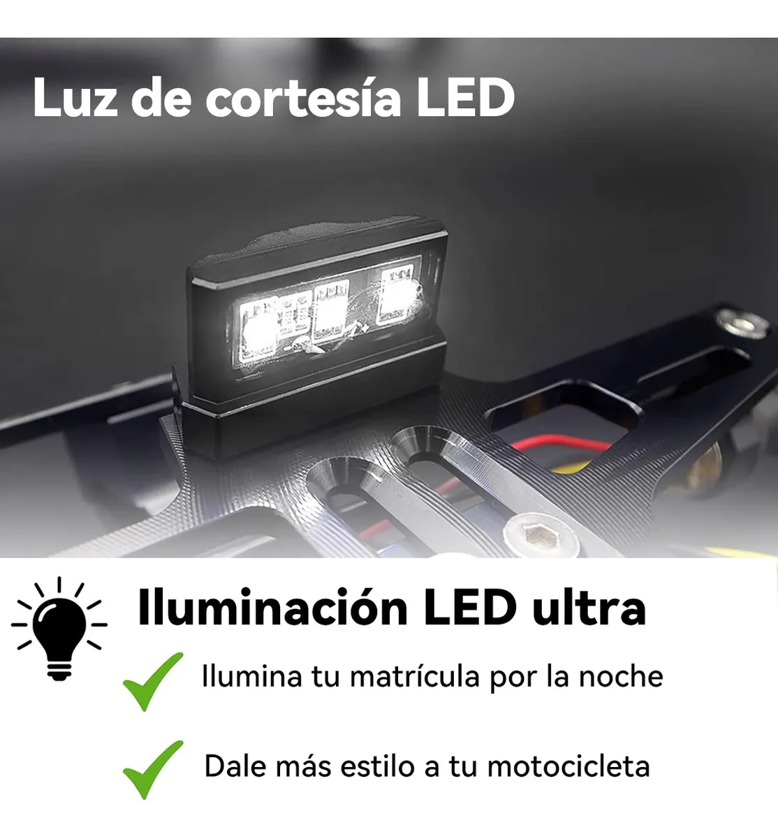 Foto 4 pulgar | Soporte Placa  Lab.g  Universal Para Moto Ajustable Con Luces Led Negro