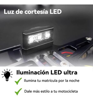 Foto 3 | Soporte Placa Lab.g Universal Para Moto Ajustable Con Luces Led Negro