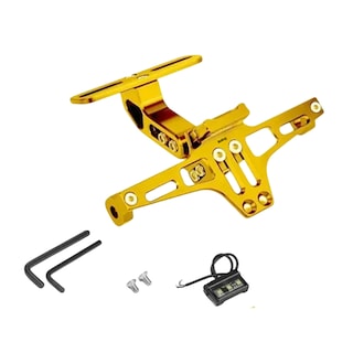 Foto 1 | Porta Placa Belug Universal Para Moto Ajustable Con Luz Y Tornillo Amarillo