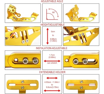 Foto 4 | Porta Placa Belug Universal Para Moto Ajustable Con Luz Y Tornillo Amarillo