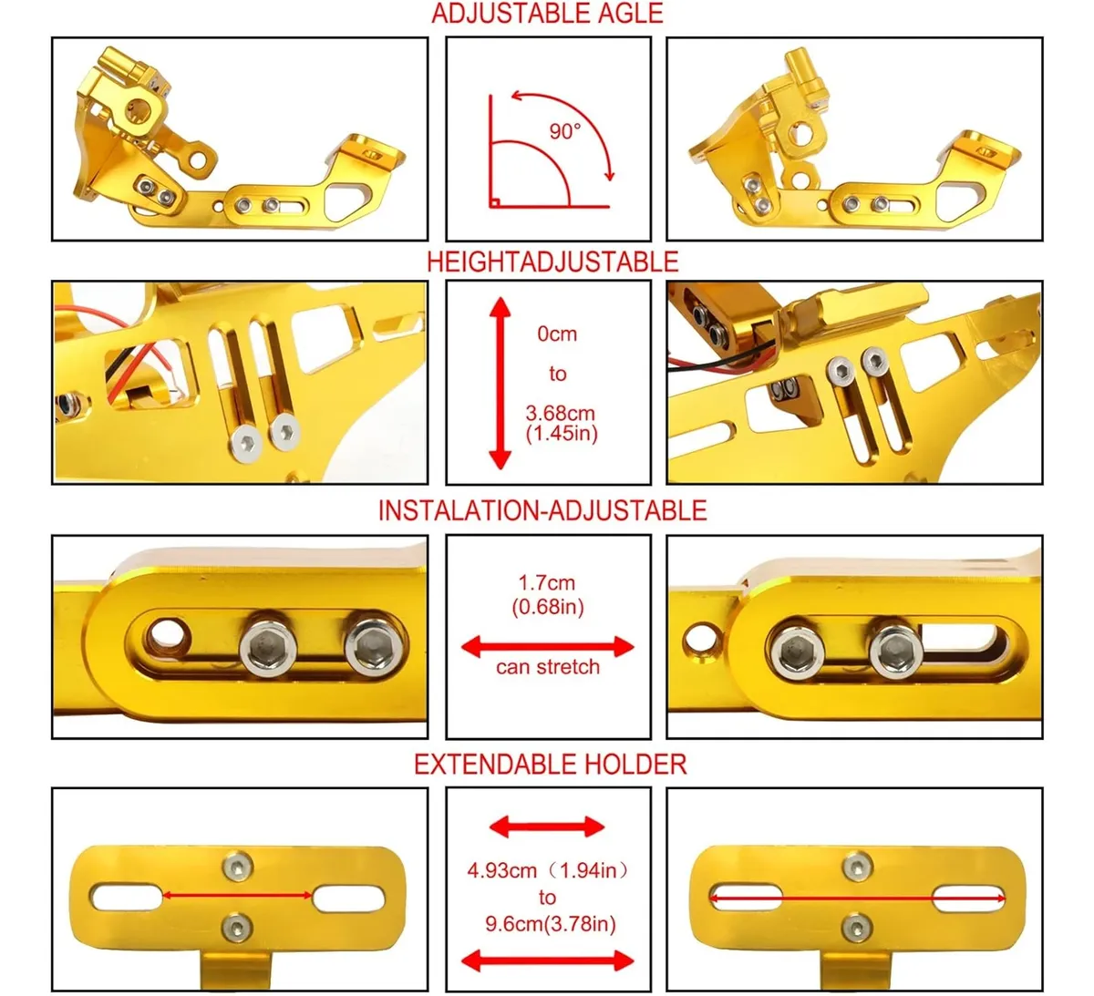 Foto 4 | Porta Placa  Lab.g Universal Para Moto Ajustable Con Luz Y Tornillo Amarillo