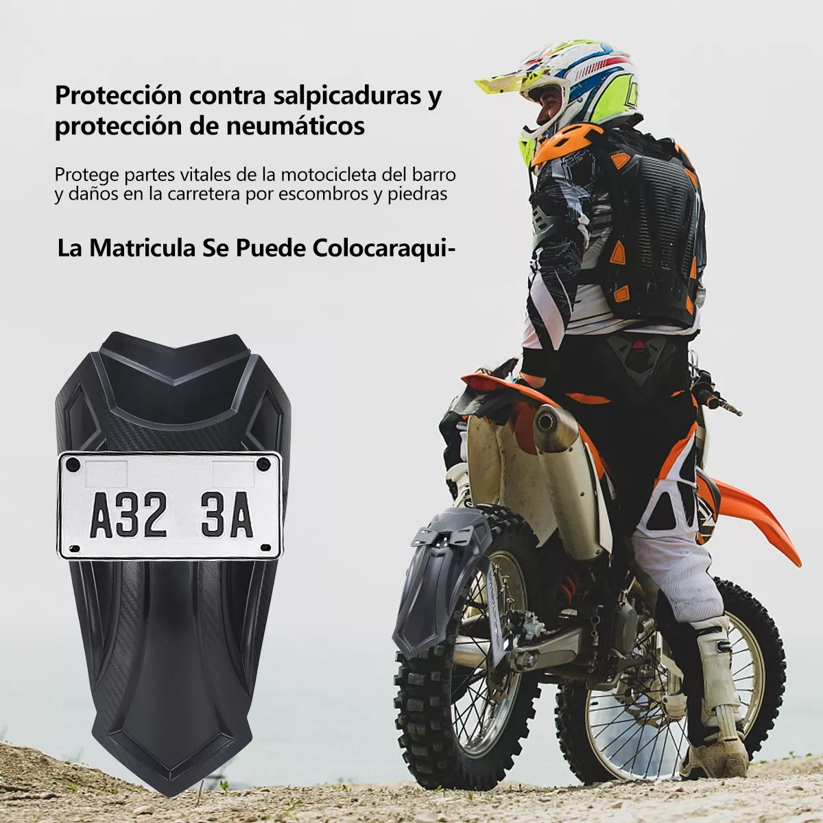 Foto 2 | Universal Salpicadera Trasera Para Motos Eo Safe Imports Esi-10284 Negro