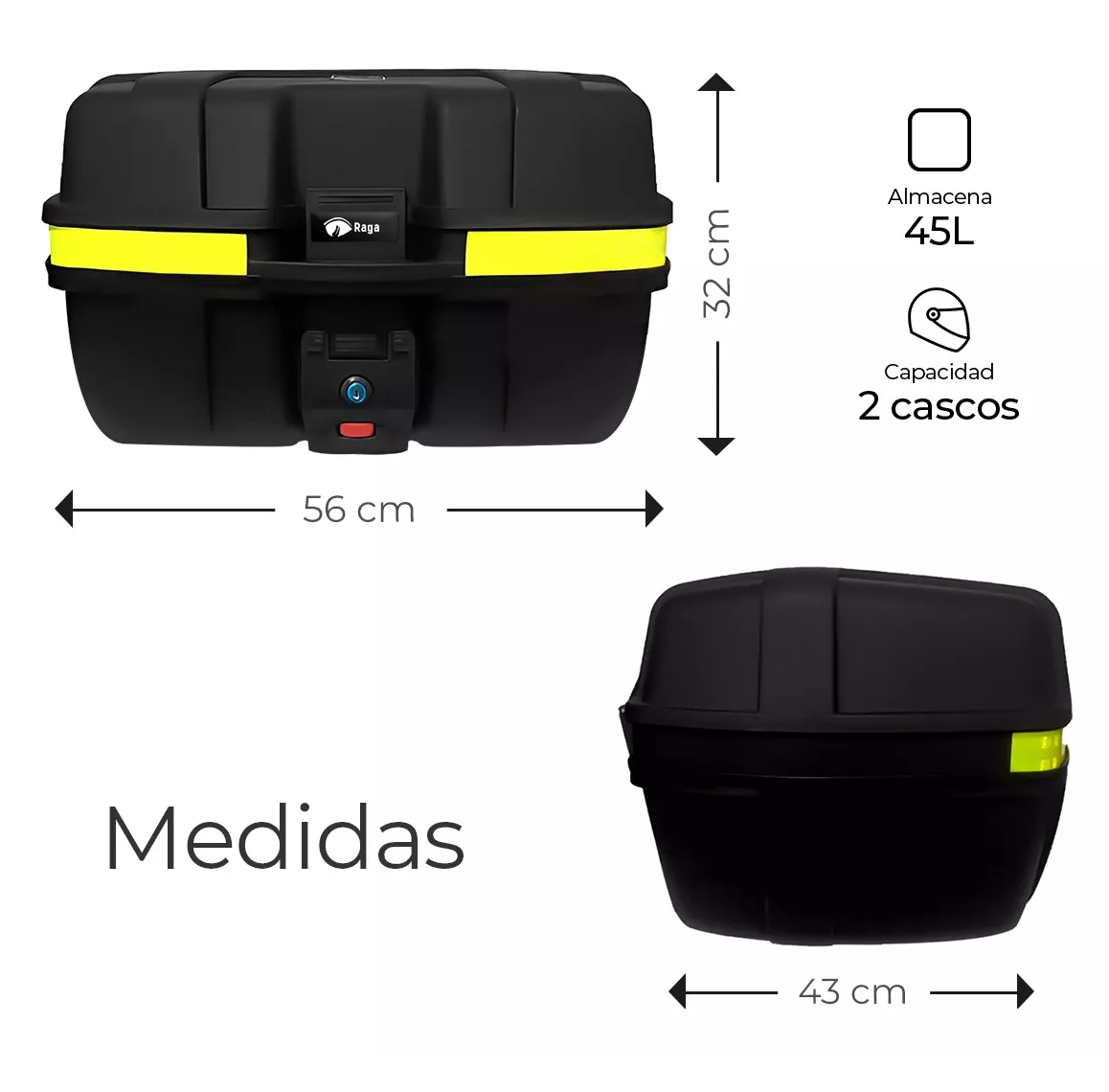 Foto 4 pulgar | Caja Trasera Para Moto Lab.g Cajuela 45 L Para 2 Cascos Con Llave