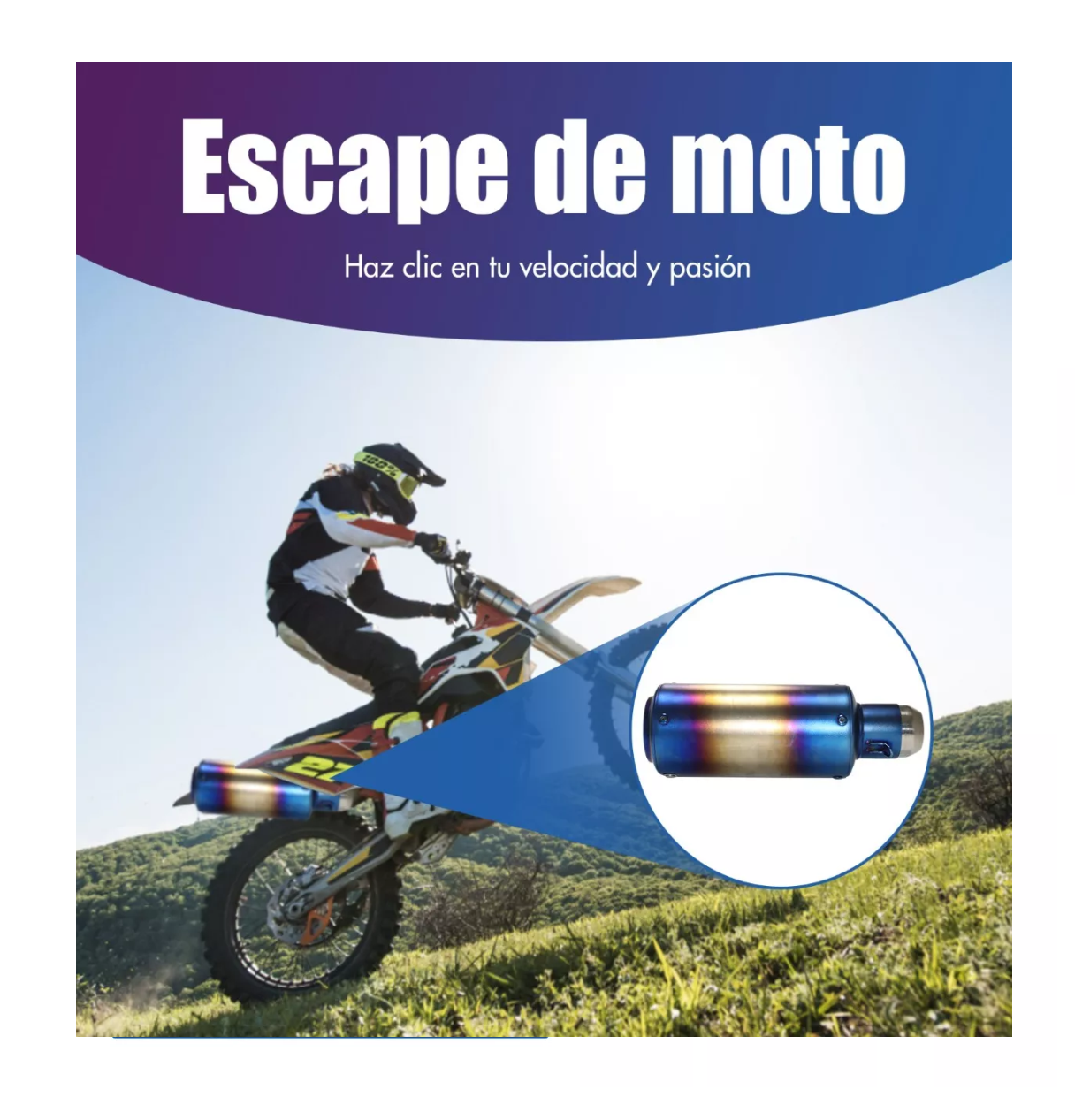 Foto 4 pulgar | Escape De Moto Deportivo Belug 51 mm de Acero Inoxidable Universal Multicolor