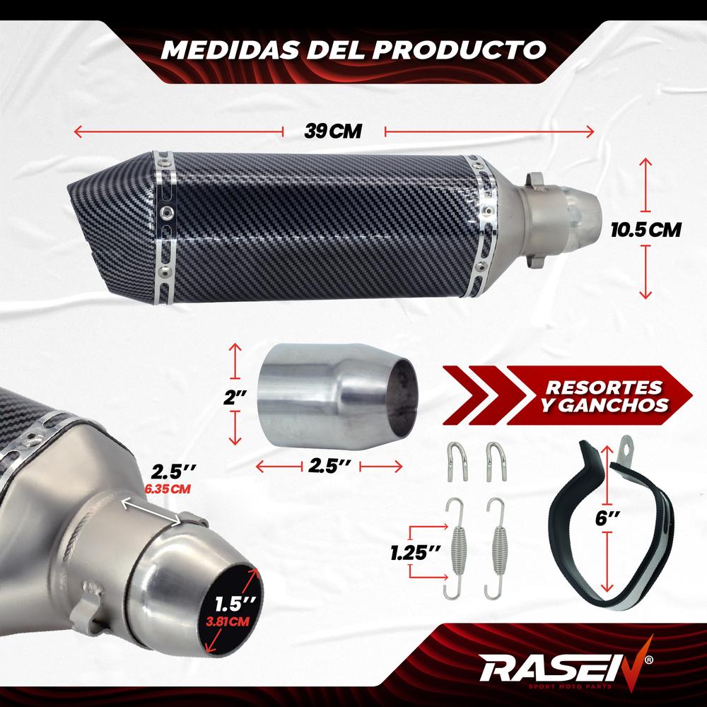 Foto 5 | Escape Para Moto Rasen Fibra De Carbono Silenciador Doble Salida Universal