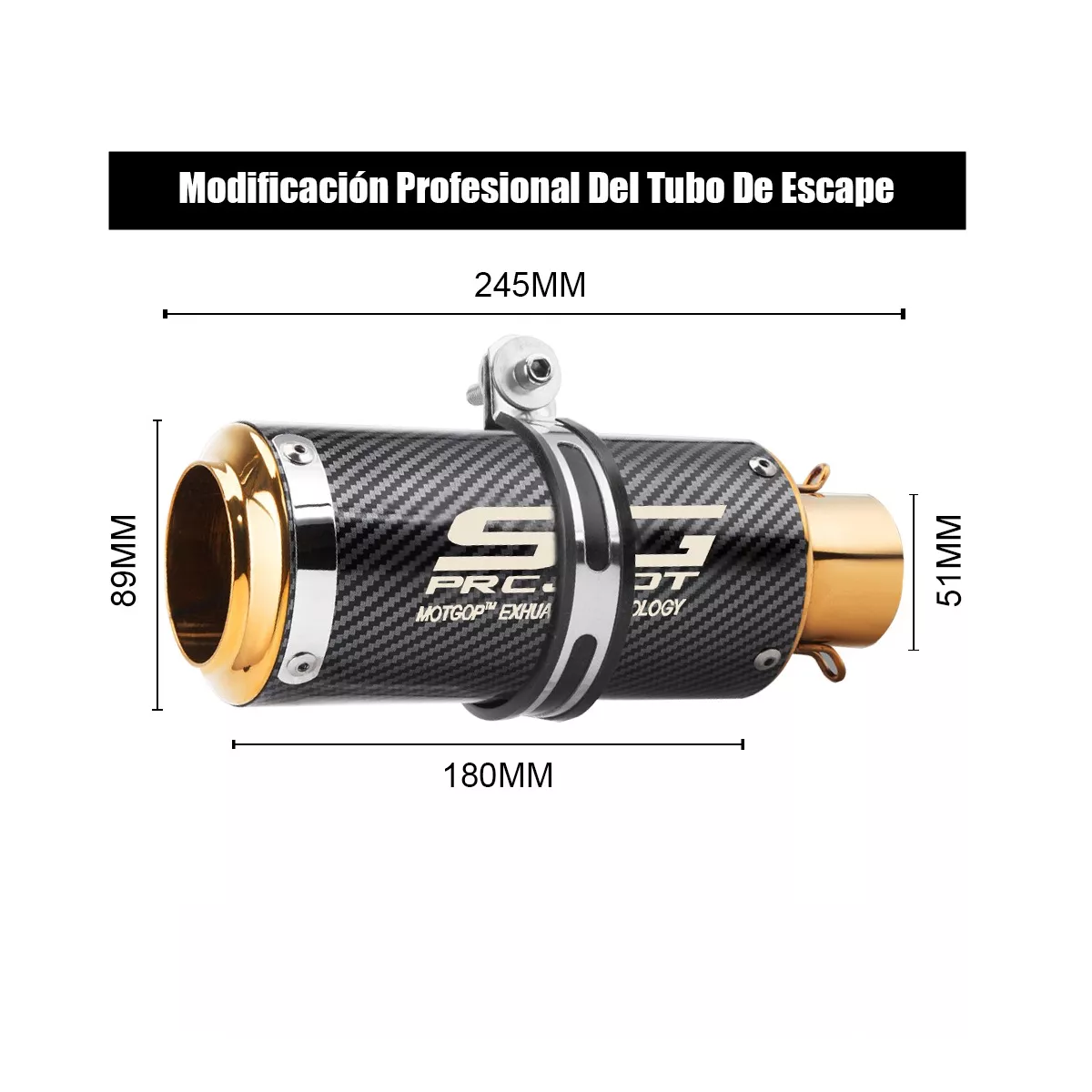 Foto 2 | Tubo de Escape Dorado de Fibra de Carbono de Imitación Eo Safe Imports Multicolor