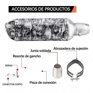 Foto 3 | Escape Silenciador Deportivo P/moto Estilo Calavera Eo Safe Imports Esi-12377 Multicolor