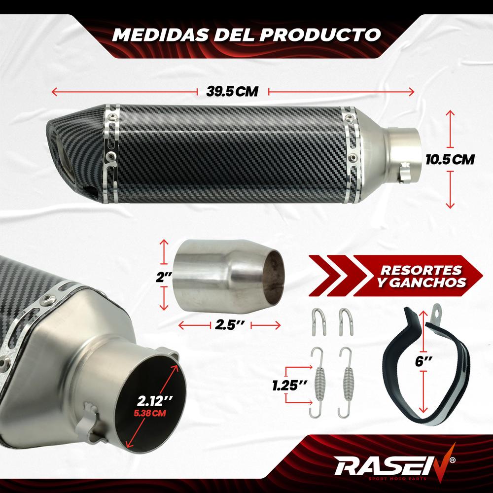 Foto 5 | Escape Para Moto Rasen Fibra De Carbono Silenciador Universal