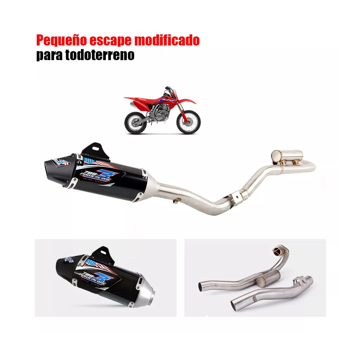 Foto 4 pulgar | Silenciador de Escape Deportivo Universal para Motocicletas Eo Safe Imports Negro