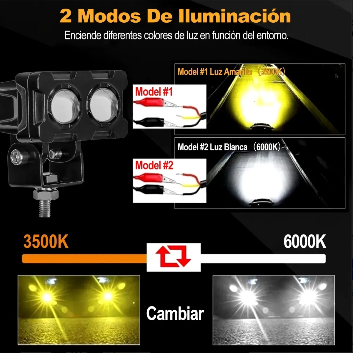 Foto 3 pulgar | Par de Faros Auxiliares Malubero Led Alta/ Baja Luz 80w para Moto/ Auto