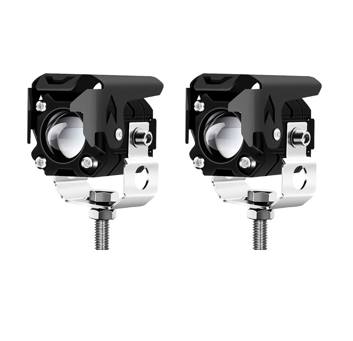 Par Faros de Lupa de 60w Luz Spot Doble Color para Auto Moto Malubero color Negro