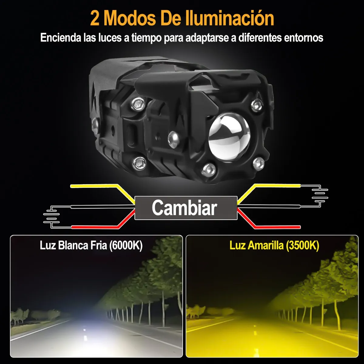 Foto 4 pulgar | Par Faros de Lupa de 60w Luz Spot Doble Color para Auto Moto Malubero color Negro