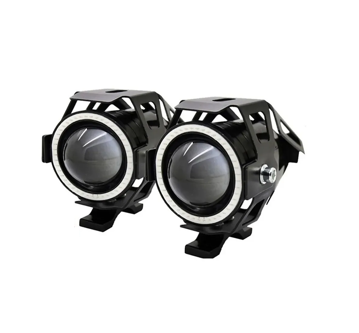 2 Piezas Faros Ojos De Angel  Led Para Moto Negro