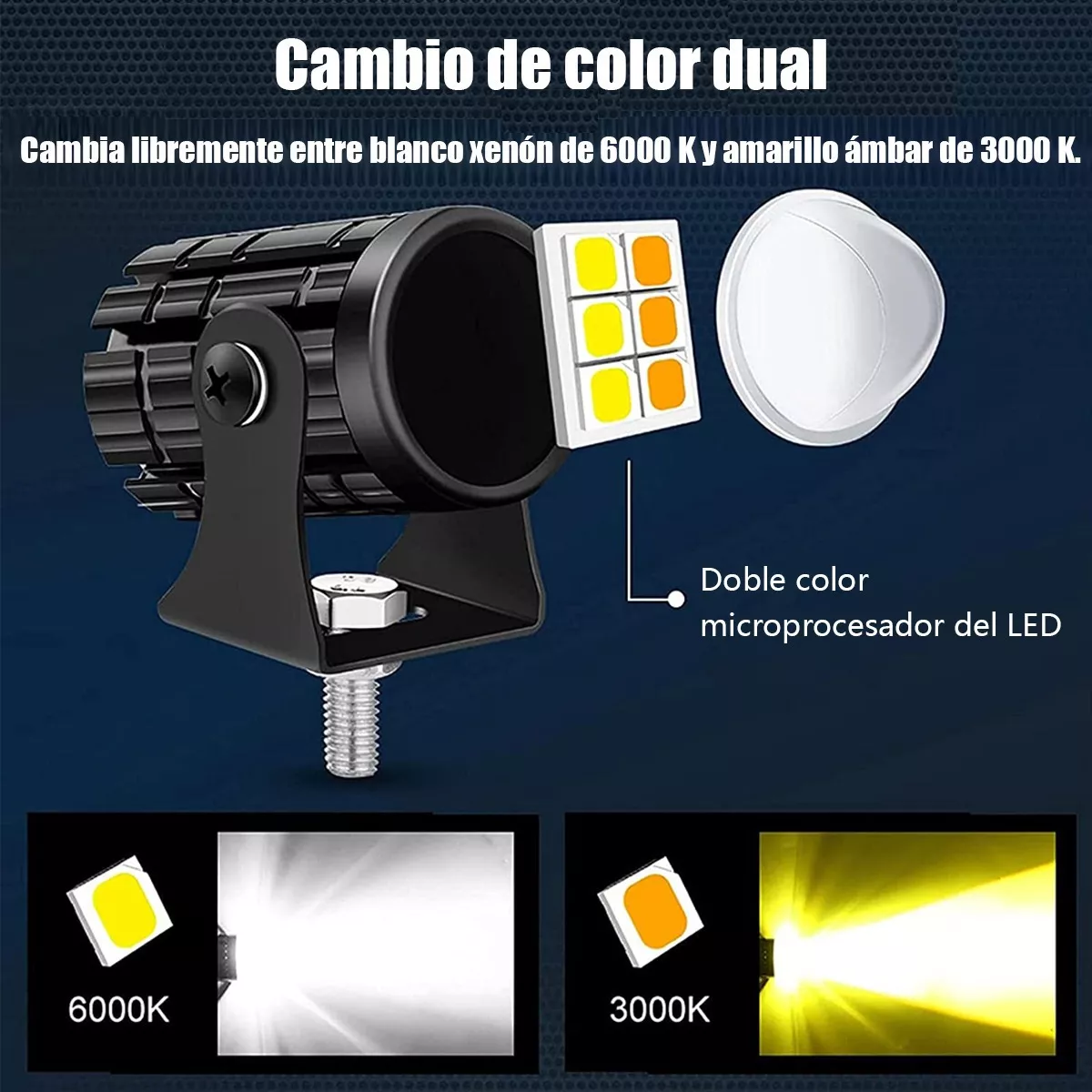 Foto 4 pulgar | Par Faros Luces Led Impermeable Para Motos Eo Safe Imports Esi-5434 color Negro