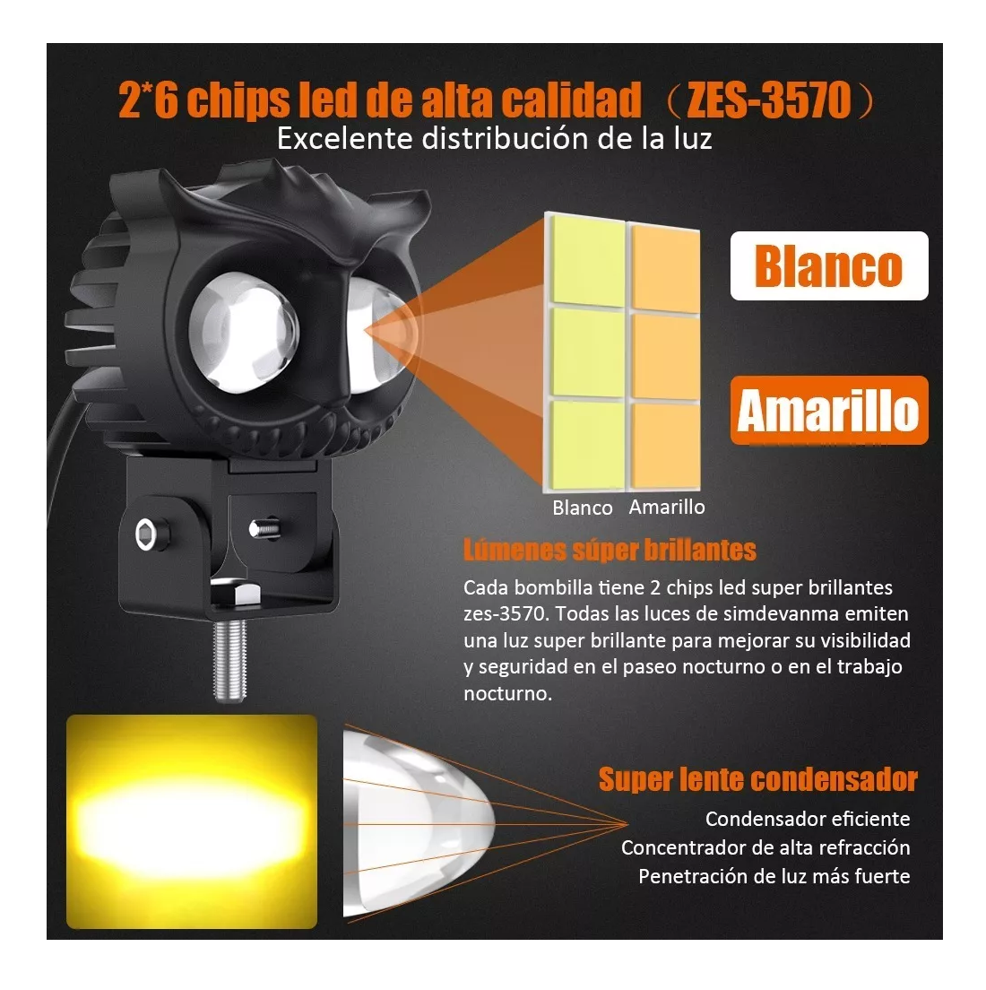 Foto 2 | Par Faros Auxiliares Belug Led 80w Alta/baja Auto Moto 2ps