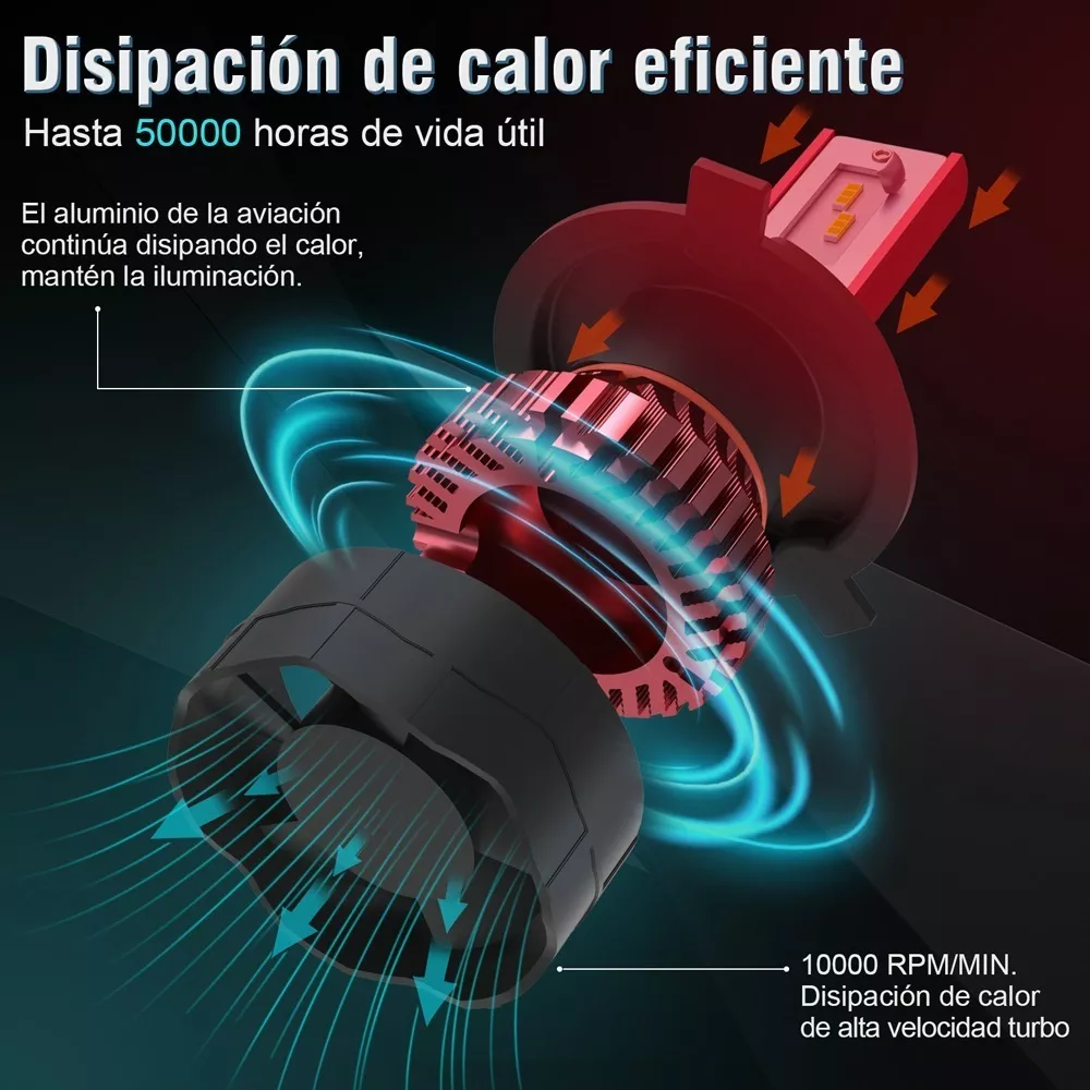 Foto 6 pulgar | Kit De Faros Delanteros Led H4 Luz Alta Y Baja 70w