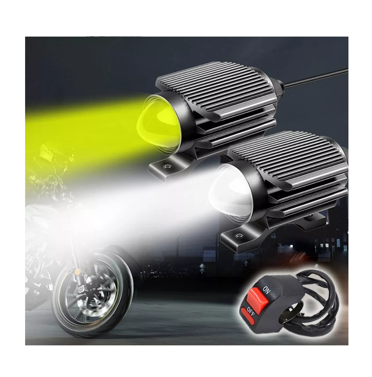 Foto 2 | Par Faros Luces Led Para Motos Auto Doble Color Impermeable Esi-6139 Negro