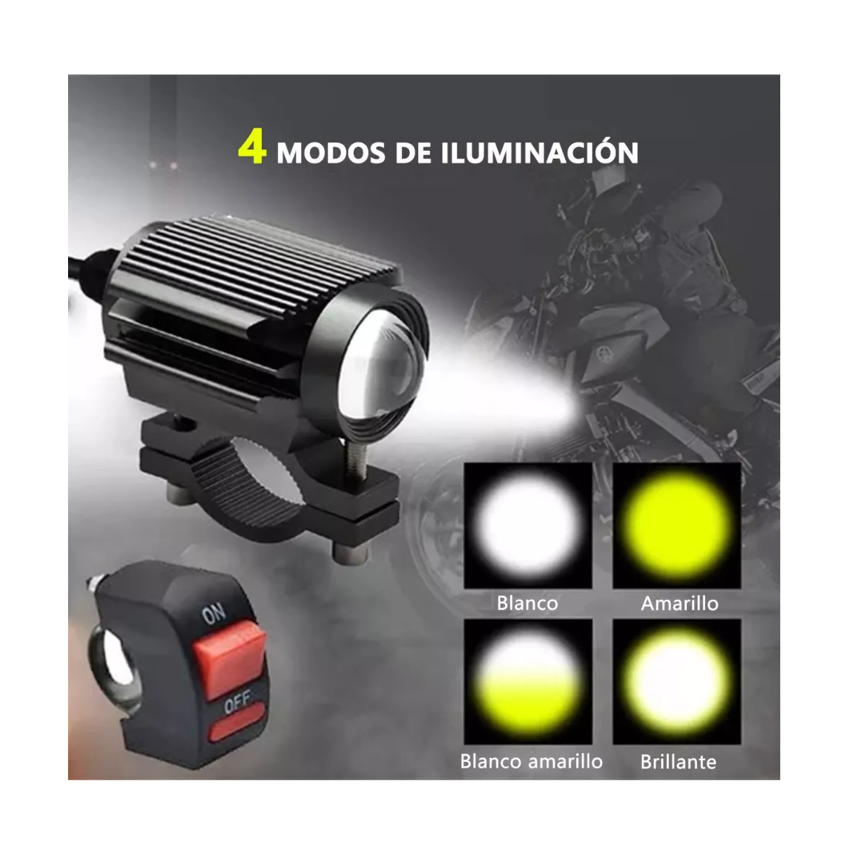 Foto 3 | Par Faros Luces Led Para Motos Auto Doble Color Impermeable Esi-6139 Negro