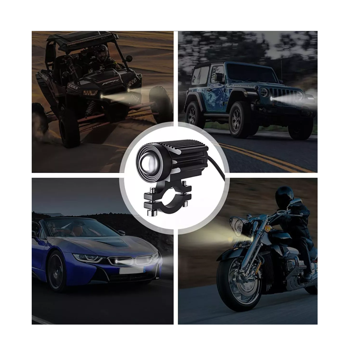 Foto 4 | Par Faros Luces Led Para Motos Auto Doble Color Impermeable Esi-6139 Negro