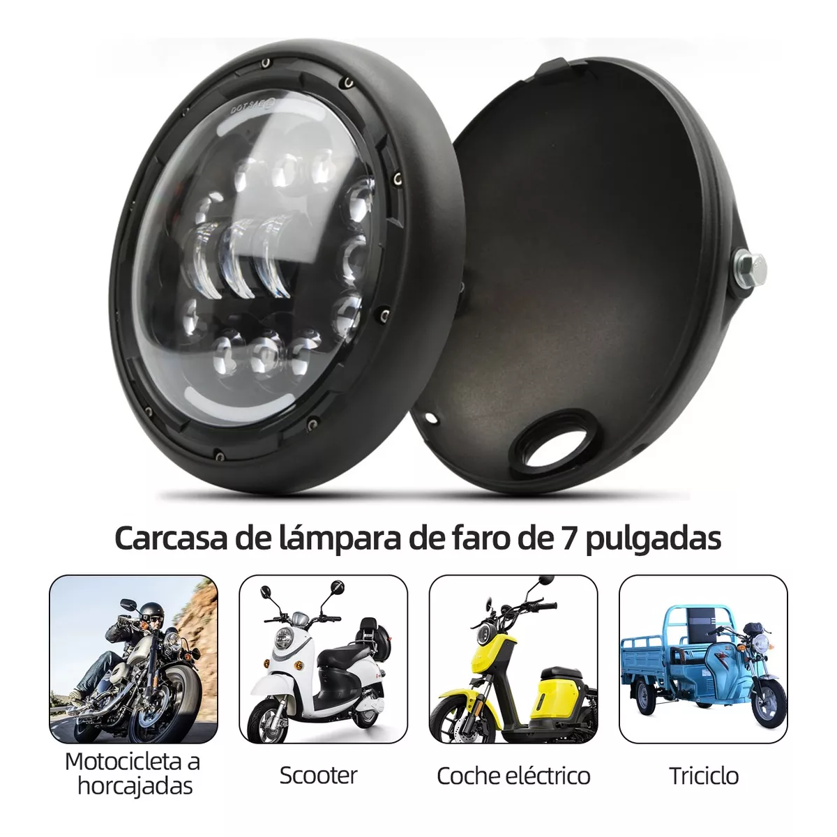 Foto 3 pulgar | Base Carcasa Soporte Faros Led 7 Pulgadas Harley Universal Esi-6130 color Negro