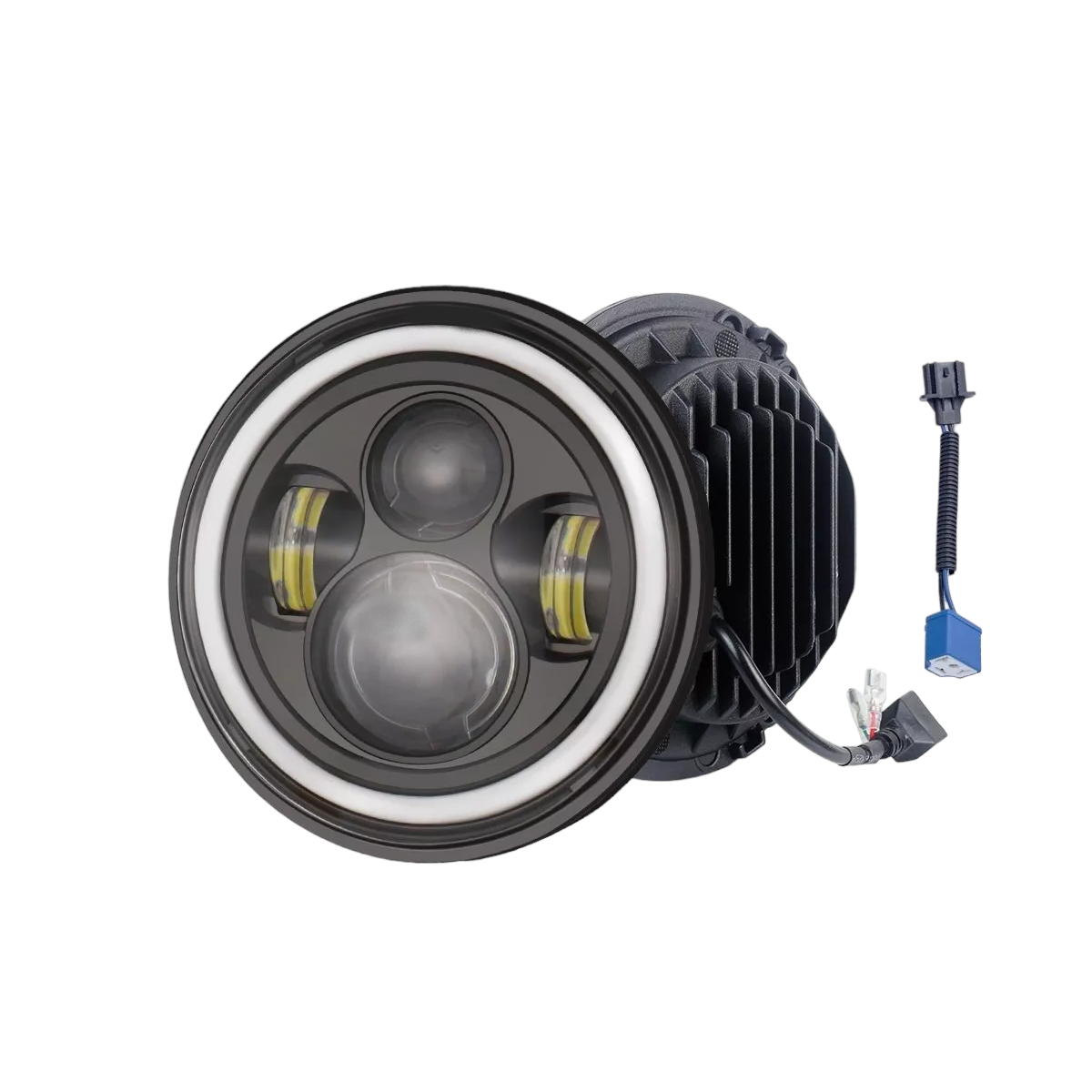 Foto 2 pulgar | Faro Led 7'' Redondo Jeep/moto | Alto/ Bajo | Ojos De Ángel Esi-6123 color Negro