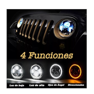 Foto 2 | Faro Led 7'' Redondo Jeep/moto | Alto/ Bajo | Ojos De Ángel Esi-6123 color Negro