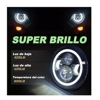 Foto 3 | Faro Led 7'' Redondo Jeep/moto | Alto/ Bajo | Ojos De Ángel Esi-6123 color Negro